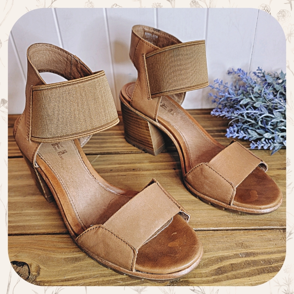 ⏰GONE 3/20!! Sorel Block Heel Leather Sandals size 8 *Like New*